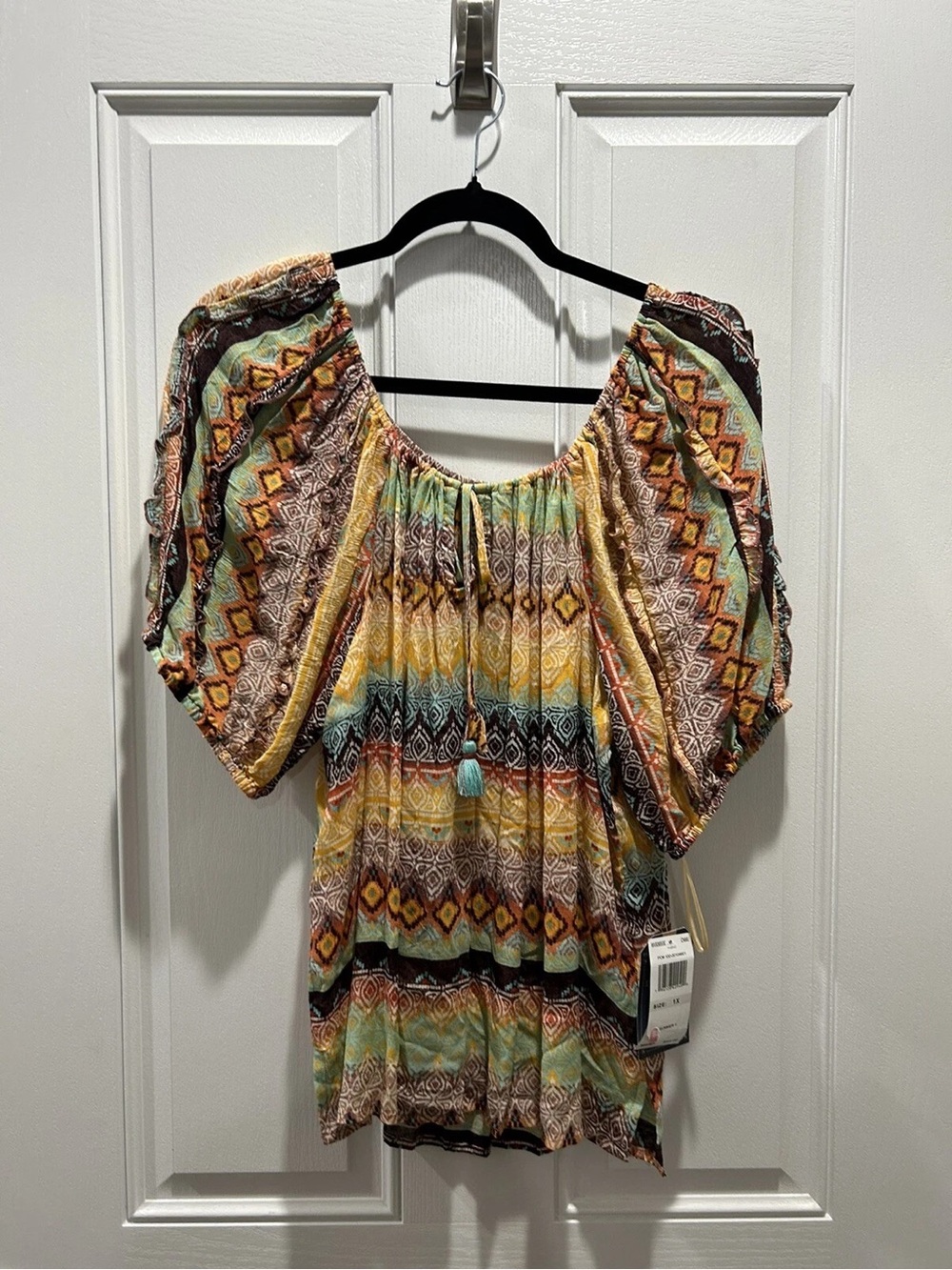Democracy Multi-Color Off-Shoulder Boho Tunic